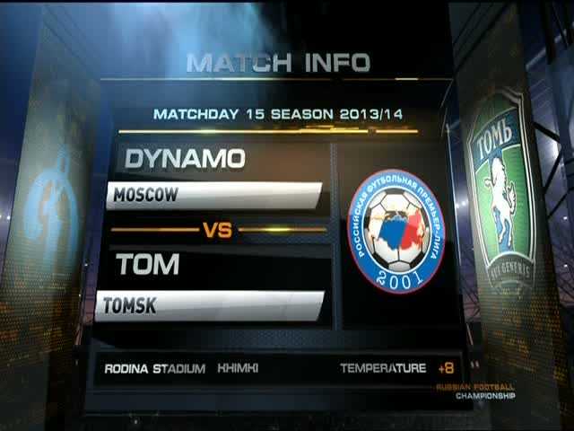 "Динамо" vs "Томь". Гол и опасные моменты / Чемпионат России - 2013/2014, 15-й тур
